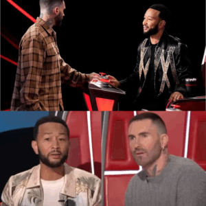 “The Voice” Stage Erupts in Unprecedented Conflict: John Legend’s Actions Spark Heated Confrontation with Adam Levine. A significant and tense confrontation unfolded between veteran “The Voice” coaches John Legend and Adam Levine during a recent taping, stemming from a controversial act undertaken by Legend
